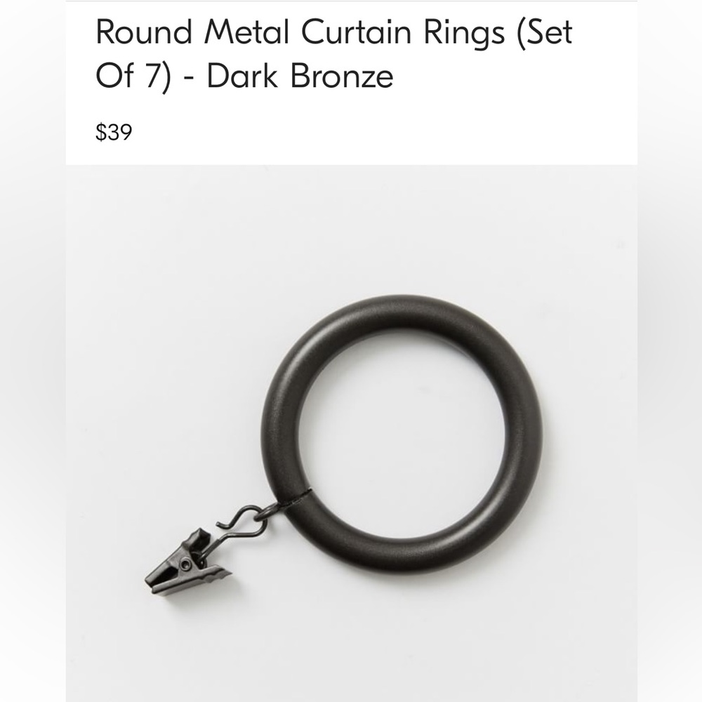 BRAND NEW West Elm Oversized Curtain Rings (set of 7) in Dark Bronze